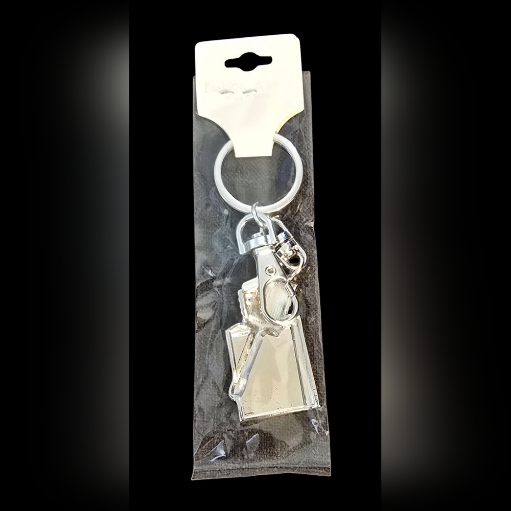 NWT Nail Polish Bottle Keychain Bag Charm Pink and Black Enamel Charm 4" - Picture 5 of 5